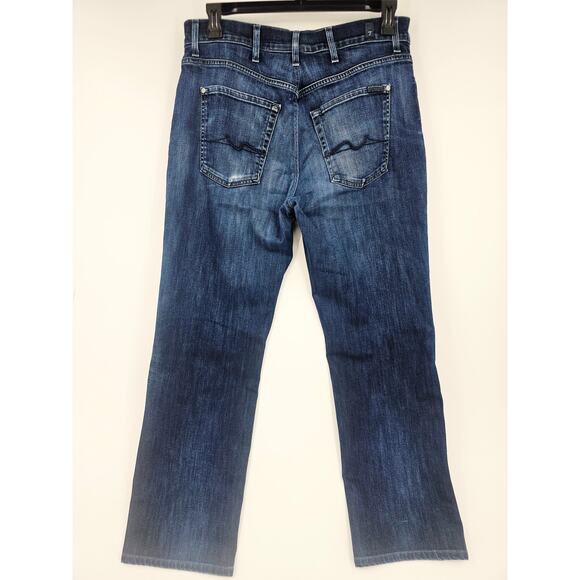 7 For All Mankind Carsen Straight Leg Jeans Distressed Dark Mens 38 x 29 3765 - Picture 2 of 9